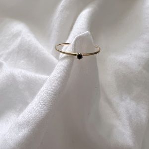 Black diamond solitaire dainty ring